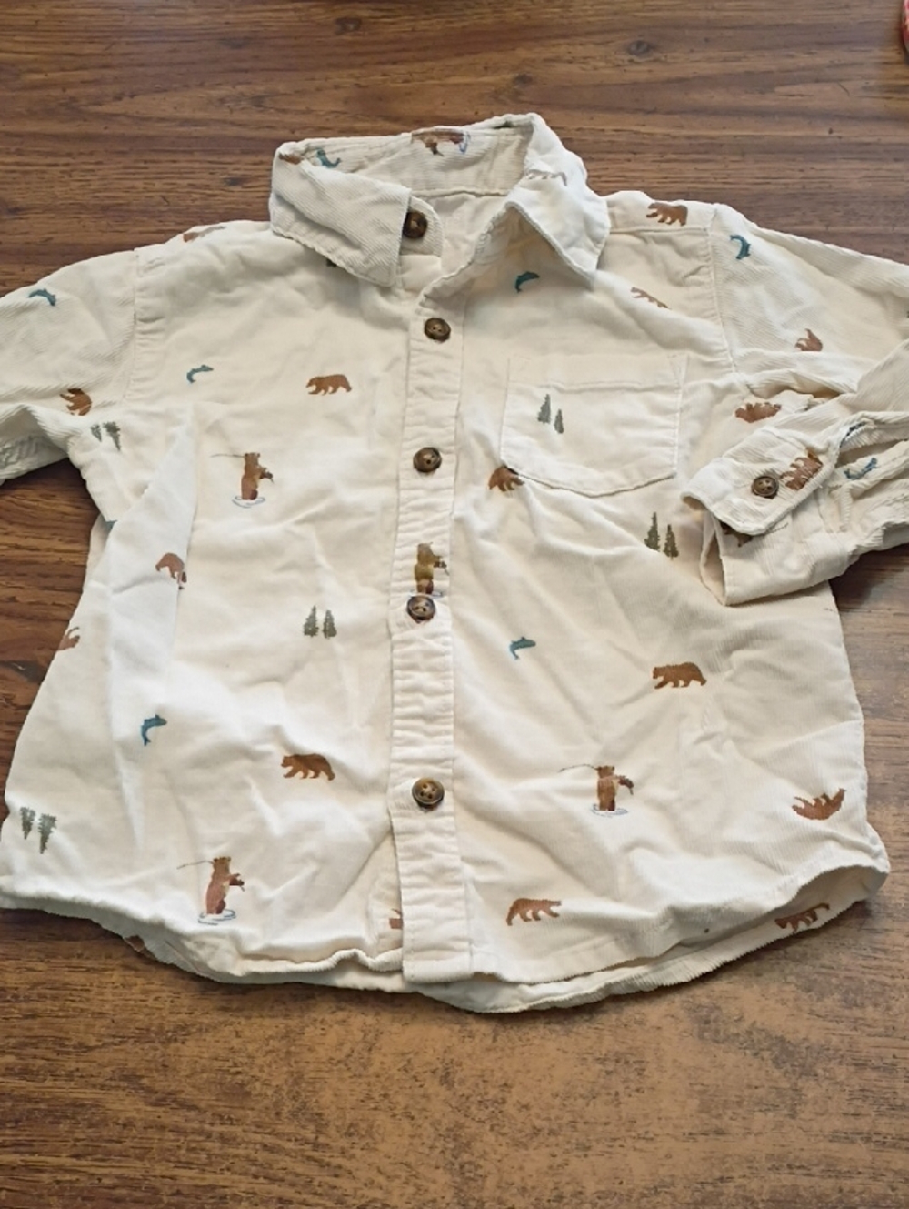 🧸 Carter's 2T Corduroy Bear Button Up Shirt